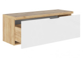 YourHouse Гостиная Тумба подвесная ТМЯ-1200(2 ящ/1 ф) Кор-Дуб Крафт золотой, фас МДФ-Глянцевая Белый