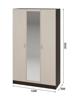МС Брио Шкаф  ШК 553 1200х2020х516 с зеркалом инф